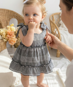 Alternative view of Vestido Alana Rojo y negro cuadrillé para bebés