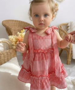 Vestido cuadrille para bebe color rojo