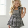 conjunto infantil Alana cuadrillé vintage con lazos – Begoña