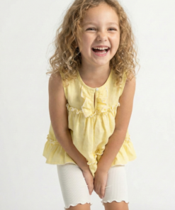 Blusa Cielo de Gasa y Volados color celeste y Amarilla