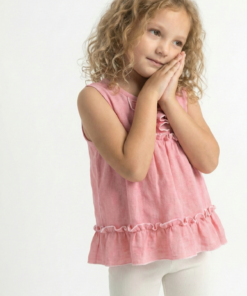 Blusa Melody de Gasa y Volados rosa y blanca