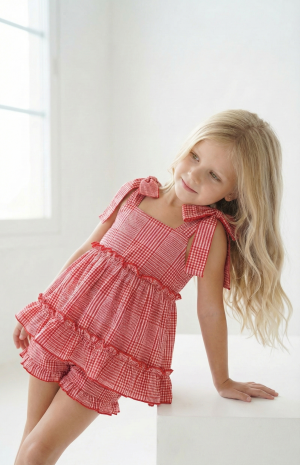 Blusa cuadrille tipo vichy para niñas