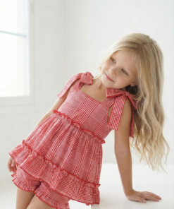 Blusa cuadrille tipo vichy para niñas