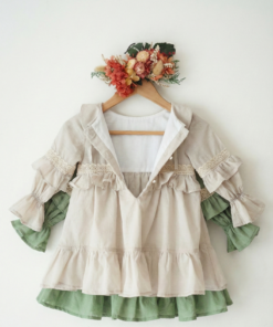 Alternative view of Vestido Amelia de Voile Natural con Puntillas y Forro de Poplín